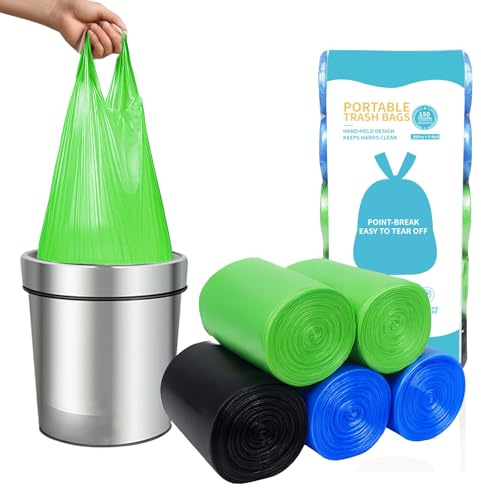 MakMeFre 150 Bolsas de Basura Con Asa 15L 45x50cm Resistentes Sin Olor | Bolsas de basura altas reforzadas a prueba de fugas