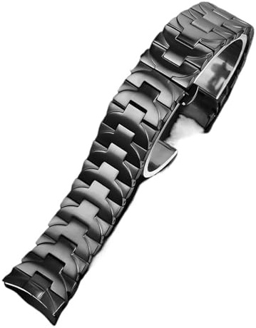 XTVKFWJAB Kompatibel mit Panerai PAM441 111 Armband Herren Stahlband Ellenbogen Edelstahl Butterflyverschluss Uhrenkette 24mm(Black)