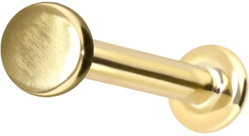 PIERCINGLINE 14 Karat Gold Ohr-Piercing Labret mit Innengewinde DISC Farb & Größenauswahl
