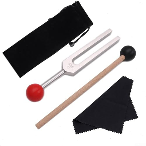Stimmgabel aus Aluminiumlegierung, 528 C, 528 Hz, mit Hammer-Reinigungstuch und Samtbeutel für Meditation für Klangheilung und Musikinstrument-Stimmung