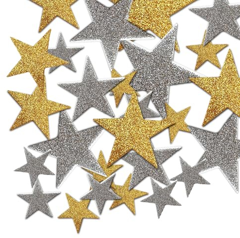 ZWWOGE Stelle Glitter Oro e Argento 100 Pezzi, Adesivi Stelline Scintillanti Autoadesive, Accessori Decorazione Fai da Te Artigianato Scrapbooking Matrimonio Festa Estiva