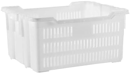 Mille idee Cesta per Panificio in Plastica Alimentare, Bianca, Forata per Pane e Pizza, 60x50x36 cm, Contenitore per Prodotti da Forno