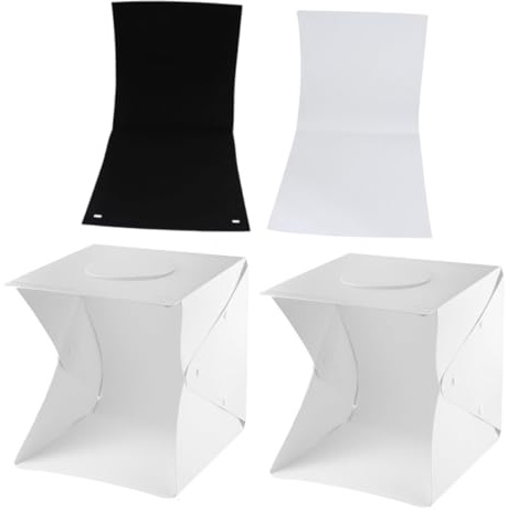 MOLUCKFU Kit Light Box Fotografico Portatile 30Cm con Luce LED Bianca e Nera Fondali Colorati per Foto di Gioielli e Accessori Facile da Montare per Studio Fotografico Professionale