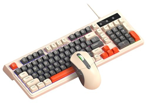 Bewinner Combo Tastiera e Mouse da Gioco Retroilluminati RGB, Layout Compatto Anti-ghosting a 98 Tasti con Tastierino Numerico e 7200 DPI Cablato, USB Plug and Play, Set Tastiera e Mouse (Insieme