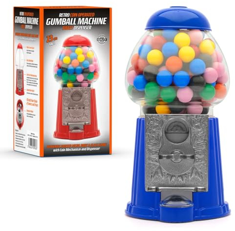 CKB LTD Gumball Machine Retro Süßigkeitenspender Aufbewahrung Sparschwein Sparschwein Münze betrieben Spardose H23 cm (kleine Größe 23 x 12,5 x 11,5 cm) (blau)