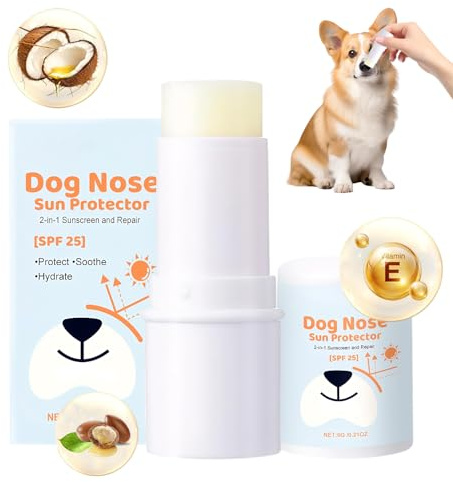 Hundenasen-Sonnenschutz Balsam, SPF25 mit Sheabutter & Kokosöl & Vitamin E, Hundenasen-Sonnenpflegebalsam Natürlich & Feuchtigkeitsspendender, Sicher Und Pflege Für Alle Hunderassen Geeignet, 6g