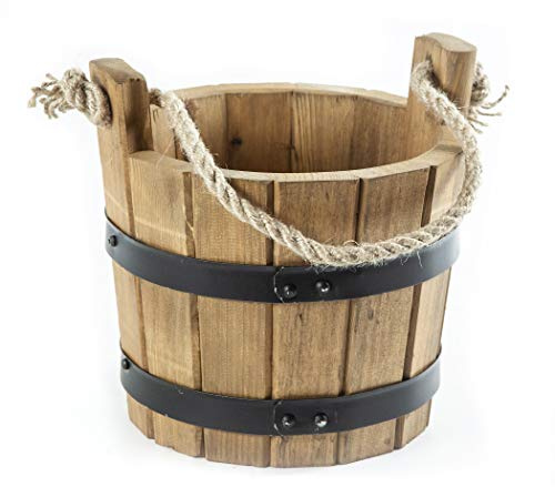 Holzfee Pflanzkübel Kiefer Rustikal Eiche Ø 25 x H 20/25 cm