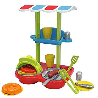 Simba 107104475 - Barbeque Station, 15 Teile, Zubehör, 33x36x46cm, Sandkasten, Sandspielzeug