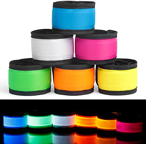 Party Favors Handgelenkband LED Slap, Blinklicht, 3 Modi, leuchtend in Schwarz, verstellbare Armbänder, für Kinder, Erwachsene, Geburtstag, Weihnachten, Karneval, Weihnachten (6 Stück)