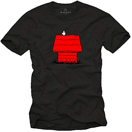 MAKAYA Maglietta Dog - T-Shirt con Stampa Cane Swag Hipster Uomo Nero L