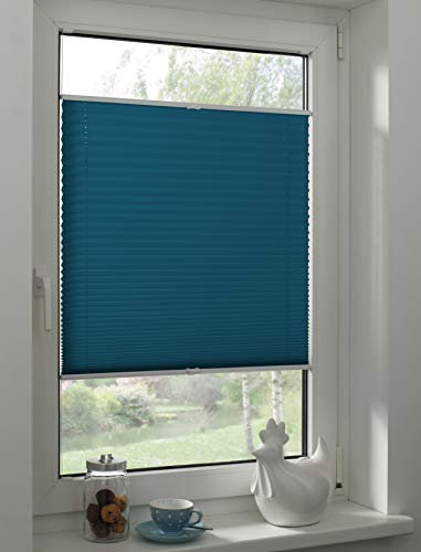 Sunpro24 Plissee auf Maß, Blickdichtes Faltrollo, Klemm-Montage, Sonnenschutzrollo, (B) 91-100 x (H) 191-200 cm, Blau