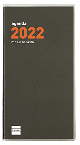 Finocam - Agenda 2022 Monatskalender von Januar 2022 bis Dezember 2022 (12 Monate) PL4-80 x 150 mm Flach min. Spanisch