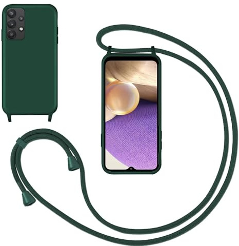 GoodcAcy Silikon Handykette Handyhülle für Samsung Galaxy A72,Smartphone Necklace Hülle mit Band Schutzhülle mit Kette zum umhängen Halskette Flüssig Silikon Case für Samsung Galaxy A72,Grün