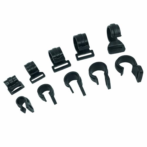 JIUMEI 20 Stück schwarze Kunststoff-C-Klemmen für Zeltstangen, 11 mm/17 mm/20 mm/25 mm, Outdoor, Camping, Vorzelt, Zelt, Ersatz, wiederverwendbar