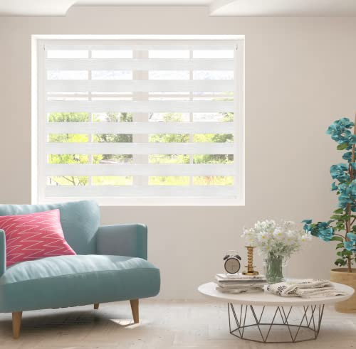 ZEBRA BLINDS | Day and Night | 50-55-65-75-85-95-105-115-125-135-145-155-165-175-185-195-205-215-225-230 cm Width | 150 cm Drop | Made to Measure | Customized | Bespoke (White, 65cm)