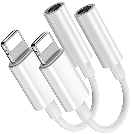 [Apple MFi Certified]2 Pack iPhone 3.5mm Headphone Adapter, Lightning to 3.5mm Earphone Jack Adapter Aux Audio Dongle Converter for iPhone 14/13/12/11/11 Pro/XR/X/XS/8/7 (2 pcs)