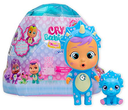 BEBÉS LLORONES LÁGRIMAS MÁGICAS Icy World Dinos, Muñeca Sorpresa Coleccionable que Llora Lágrimas de Verdad y su Mascota Dinosaurio, Juguete Regalo para Niños y Niñas +3 Años