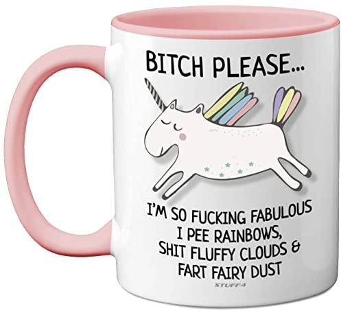 Stuff4 Bitch Please I'm So Fabulous Unicorn Mug, Funny Gifts for Women | 11oz Ceramic Pink Handle Mugs, Birthday Present, Tea Sets for Adults, Unicorn Gifts, Christmas, Your Best Friend