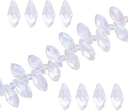 Beebeecraft About 200Pcs Glass Crystal Beads Teardrop 6x13mm AB Color Rainbow Faceted Glass Beads for Suncatcher DIY Beading Projects Jewelry Making Earrings Necklaces Bracelets