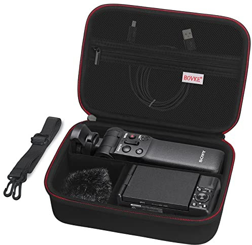 BOVKE Estuche de Transporte para ZV-1 / ZV-1F / ZV-1 II Vlog Cámara Digital y Bluetooth Grip Vlogger Kit de Accesorios para Vlogging Youtube Live Video Streaming, Bolsillo de Malla, Negro