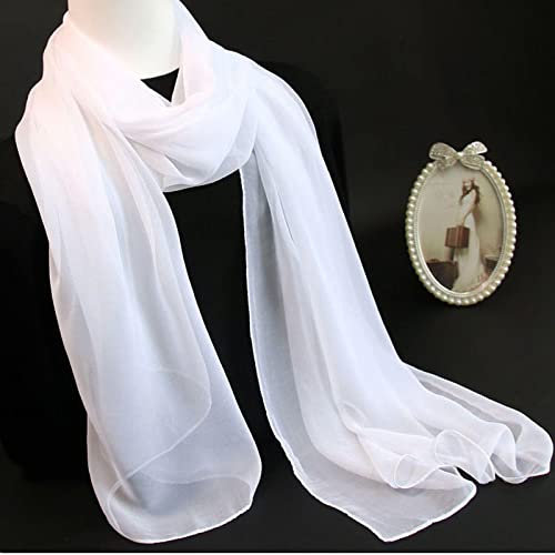 PAIHUIART Schal Damen Herren Schals Winter Halstuch Mütze Schal Poncho Korean Solid Chiffon Transparent Reise Urlaub Handtuch Seidenschal Weiblich Dünn Lang Sonnencreme 160X50Cm Weiß