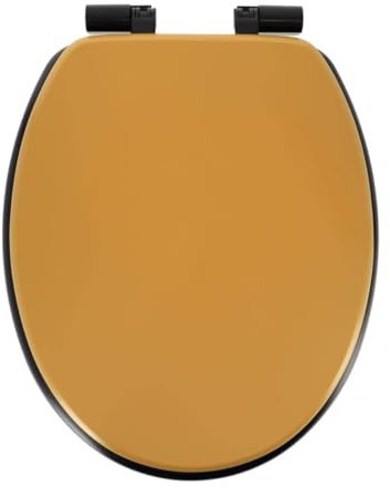 Tendance - Abattant wc mdf 18 pouces assise noire attaches abs frein de chute noires - ocre noir