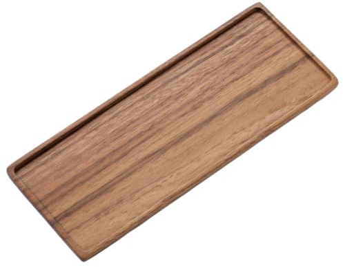 Vandroop Kleines Tablett Holz Serviertablett, Rechteckig Akazien Holz Mini Tablett Servierteller für Küchen-Set, Salz- und Pfefferstreuer, für Kaffee, Tee (30x11.8cm - 1 Stück)