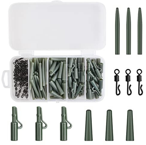 120 Pezzi Kit di Accessori per Pesca Alla Carpa, con Clip di Sicurezza per Piombo, Girelle a Cambio Rapido, Manicotti Anti-Groviglio, Carp Fishing Tackle Box per la Pesca All'Aperto (Verde)