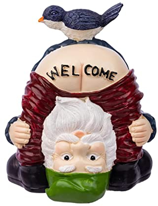 Aopek Garden Gnomes Outdoor Funny Welcome Gnomes Statue Garden Gnome Figurine for Lawn Patio Yard Decoration