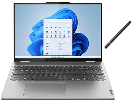 Lenovo Yoga 7 16 WUXGA 2 in 1 Touch Screen Laptop | AMD Ryzen 5 7535U | AMD Radeon 660M Graphics | 8GB RAM DDR5| 512GB SSD | Backlit | Fingerprint | Windows 11 Home | Bundle with Stylus Pen, Grey