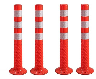 cônes de signalisation cone de chantier Bornes de sécurité routière portables, lot de 2/4 poteaux de barrière de 76,2 cm avec colliers réfléchissants, bornes de stationnement for la gestion des instal