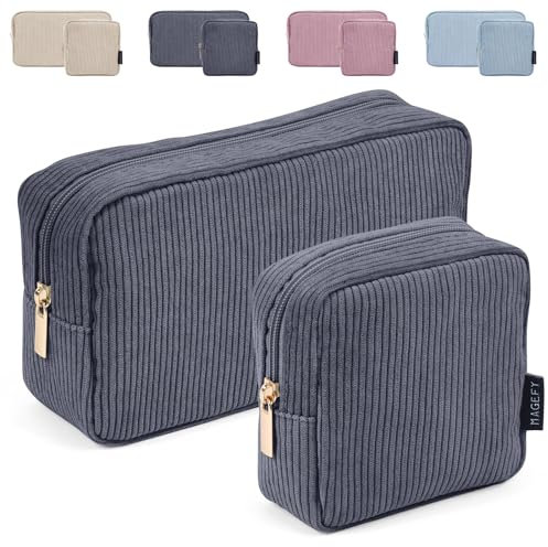 MAGEFY Schminktasche Klein 2 Stück Mini Schminktasche mit Fächern Reise Make up Tasche für Frauen（Schwarz）