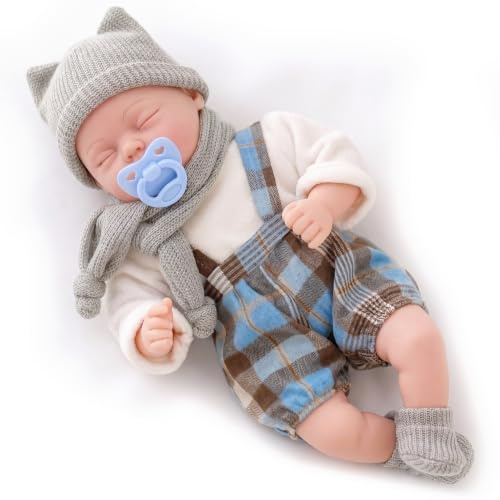 Bibi Doll Realistic Baby Doll Clyde – 18-Inch Soft-Bodied Newborn Boy with Interactive Sounds, Trendy Blue Tartan Outfit, Great for Girls & Boys, Develops Social Skills, Ages 18 Months+