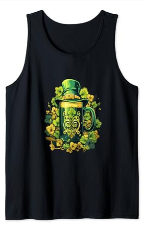 Chope à bière St Patrick Chapeau Leprechaun Fête irlandaise Débardeur