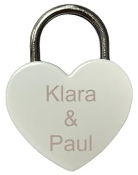 minimutz Cadenas d'amour avec gravure et clé - Personnalisable avec les noms des couples - Cadenas en forme de cœur pour elle et lui - Blanc