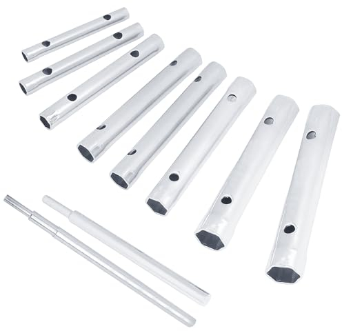 BAUSTER® Rohr Steckschlüssel Satz Rohrschlüssel Set Werkzeug Schlüssel Sechskant 6x7-20x22 mm, 10-tlg.