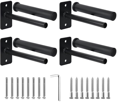 EVERYMATE Hantelscheibenhalter, Wandmontage, für olympische Hantelscheiben mit 2,5 cm und 5,1 cm, 4 Stück, Heim-Fitness-Studio-Aufbewahrung mit 8 Stahl-Erweiterungsschrauben,