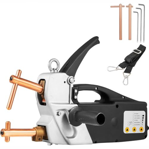 CYMYYDS Pistola per Saldatura Portatile Portatile, Saldatrice a Punti Elettrica Monofase, Saldatrice a Punti a Doppio Lato 2,0 + 2,0 Mm con Bracci di Elettrodi di Saldatura Sostituibili