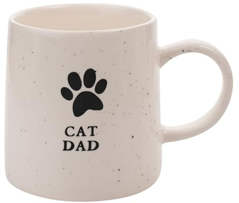 Widdop Best of Breed Stoneware Ceramic Paw Print Mug - Cat Dad Mug - White | Coffee Mug Tea Hot Drinks - Approx 350ml - Gift for Dad Him Birthday Father's Day Present