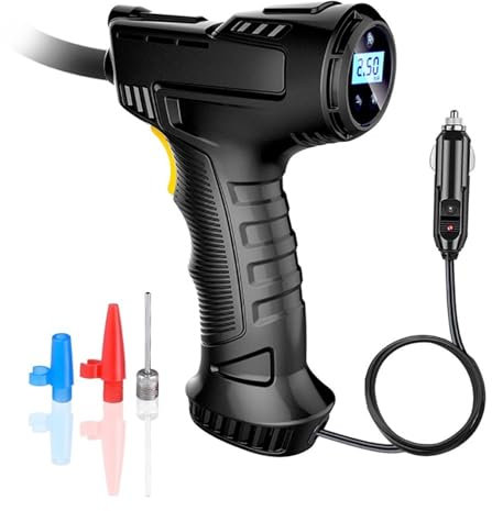 Compresor De Aire For Coche, Bomba Inflable Inalámbrica/con Cable Recargable De 120W, Bomba De Aire Portátil, Inflador De Neumáticos De Coche Digital For Bicicleta Y Coche Inflador RáPido(Wired Digita