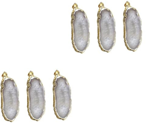 Lurrose 6stücke Unregelmäßige Natur Agate Stein Slice Mit Platinrand Für Schmuckherstellung Halskette Schlüsselanhänger Windspiel Dekoration Weiß
