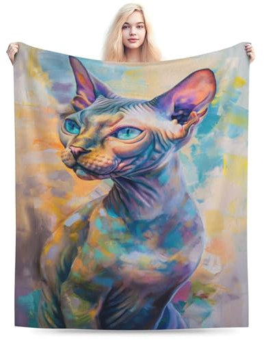 Canadian Sphynx Katzenwolldecke für Betten, Fleecedecke, geeignet für Damen, Herren und Kinder, ultraweiche Plüsch-Katzendecke, Wolle, Katzendecke, 127 x 152,4 cm