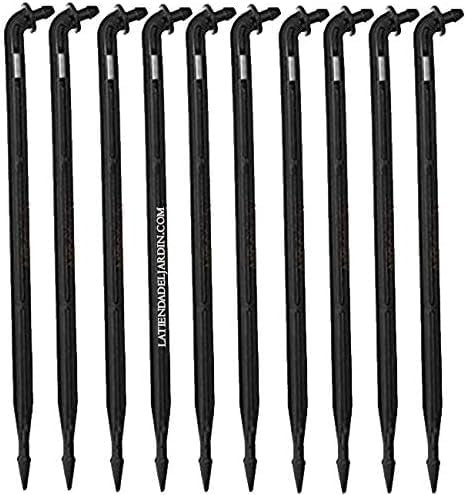 Suinga Pack 50 Estacas microtubo 45º Goteo 3-4 mm. Piqueta de riego Pica Gota, negro