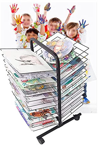 Mobiler Kunst-Trockenständer mit 26 Etagen, Kinder-Trockenständer zum Malen, sehr gut geeignet für Künstler-Leinwandtafeln, Papier, Drucke (Größe: 26 Lagen doppelseitig) (26 Lagen doppelseitig)