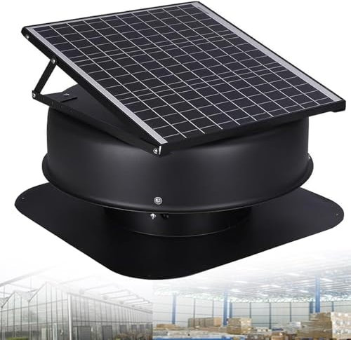 Ventilateur de grenier solaire, ventilateur de toit à grand débit d'air, 42 W, 1470 CFM, thermostat contrôlé pour maison, serre, garage, atelier, camping-car