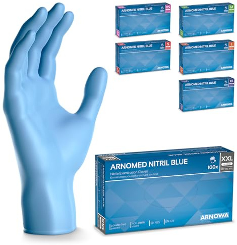 450x ARNOMED® Guanti nitrile XXL Blu, Guanti monouso senza polvere e lattice, Guanti plastica usa e getta dermanytril, Per cucina, pulizia casa, alimenti e tattoo XS, S, M, L, XL