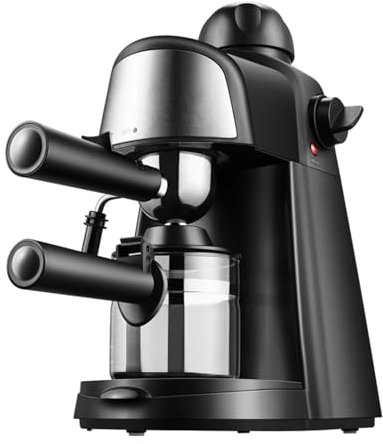 WOTZOV Cafetera Espresso automática de 240 ml, 2 a 4 Tazas, presión de Trabajo de 5 Bares, extracción a presión Constante de 64 Orificios, Filtro de Metal, para café con Leche, Macchiato y Moca