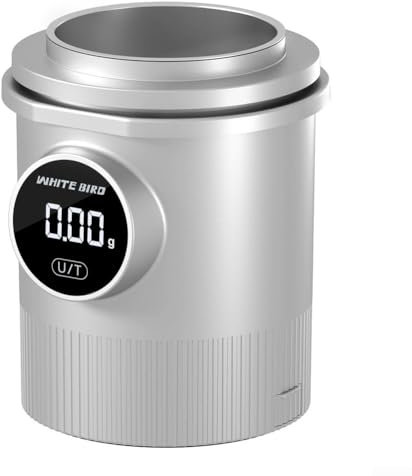 Zoegneer Bilancia per la raccolta di polvere di caffè prodotta a mano, doppia funzionalità, con schermo LCD, che funge anche da misurino 9 x 8 x 8,1 cm (argento)
