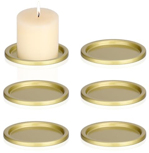 BSTKEY Lot de 6 bougeoirs ronds en fer pour bougie chauffe-plat - Pour mariage, dîner (doré)