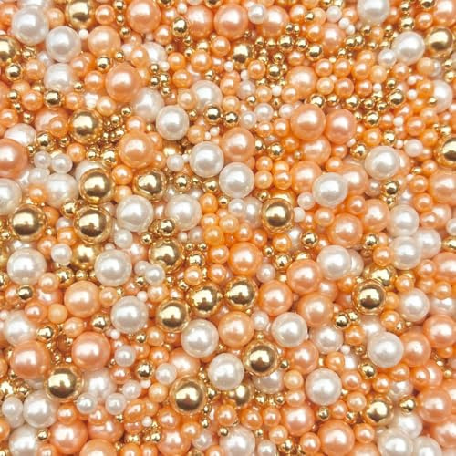 orange peach gold white sprinkles for cakes cupcake edible metallic pearls toppers sprinkle mix blend pastel topper decoration baking cake topper PEACHY